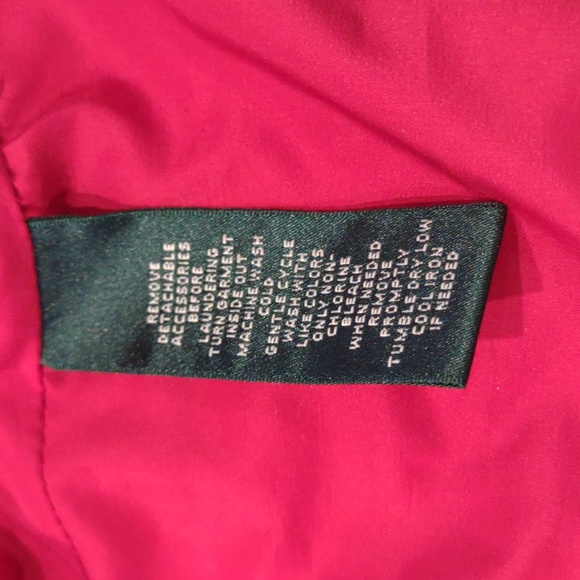 Lauren Ralph Lauren Red Quilted Full Zip Faux Leather Trim Patch Pocket Vest - Picture 13 of 13